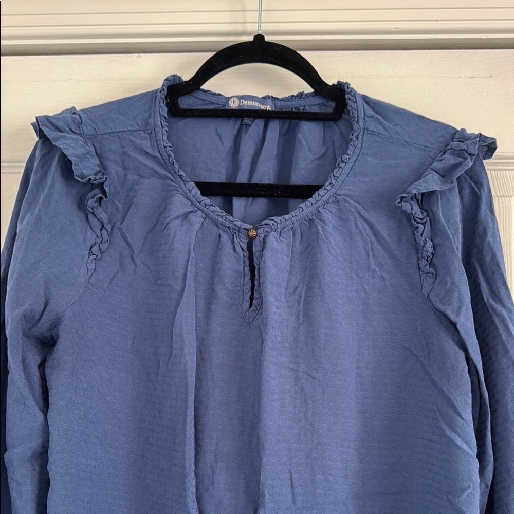 Women's Blue Ruffle Top - Picture 2 of 5